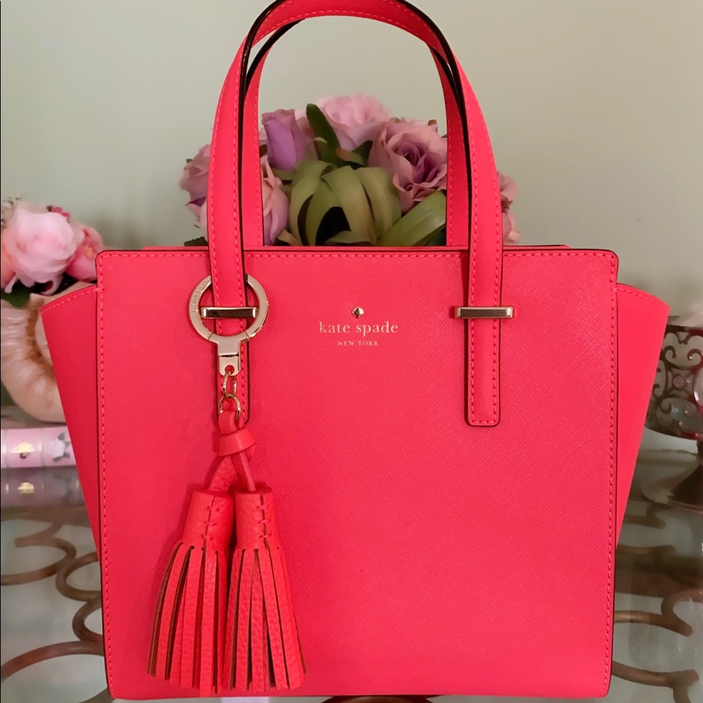 Kate Spade Neon Coral Purse  with Tassel